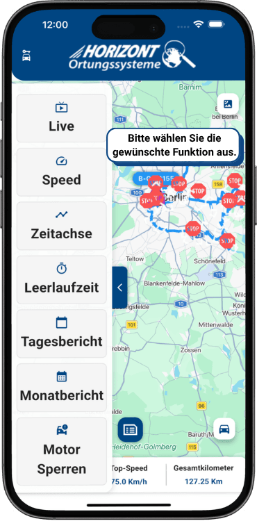 Erweiterte Funktionen der GPS-Tracker-App