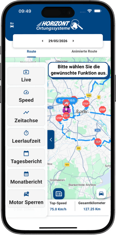 Übersicht der Funktionen der GPS-Tracker-App 4
