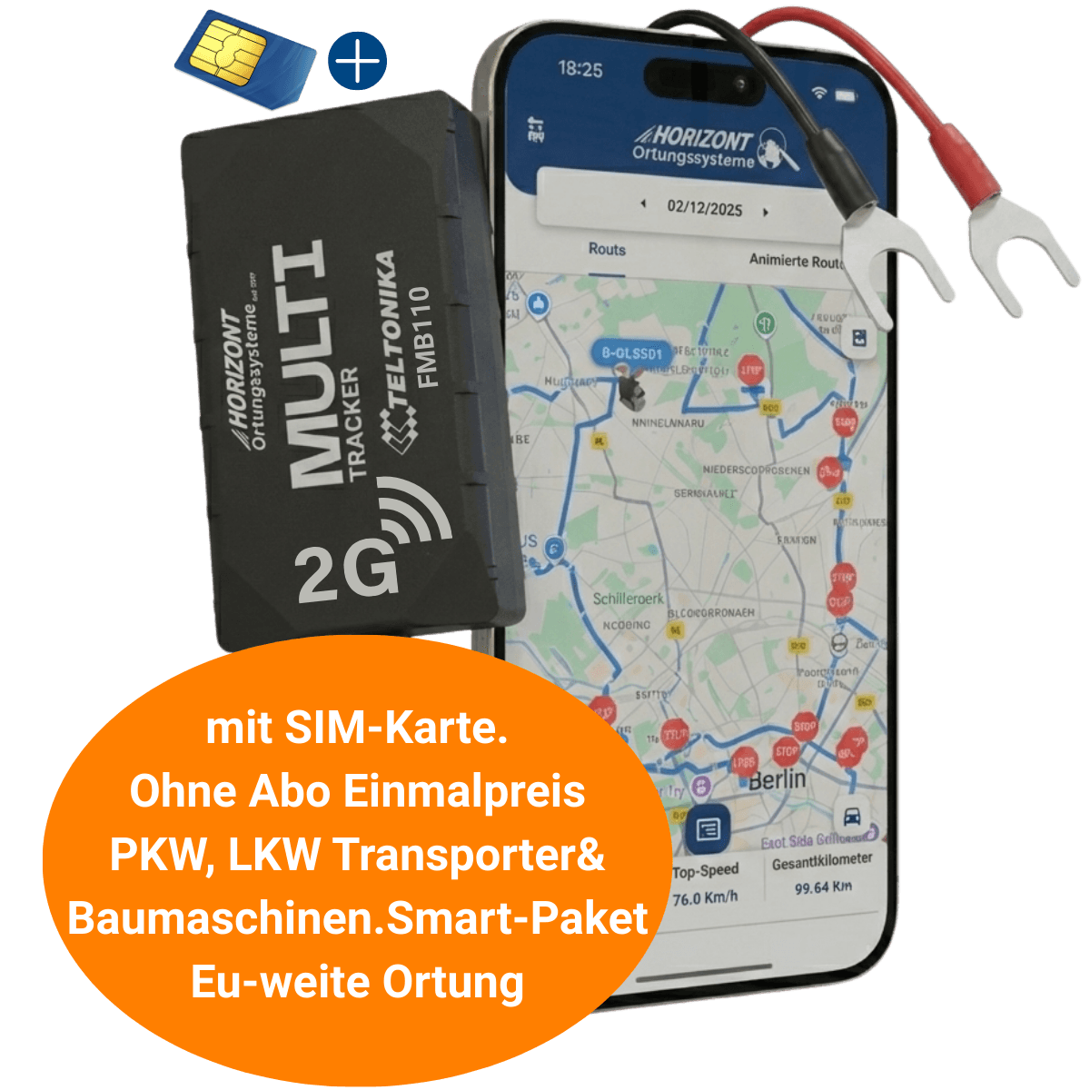 2G GPS Tracker Car without Subscription - One-time 112.90€, SIM Card included - GPS Tracker für Fahrzeuge