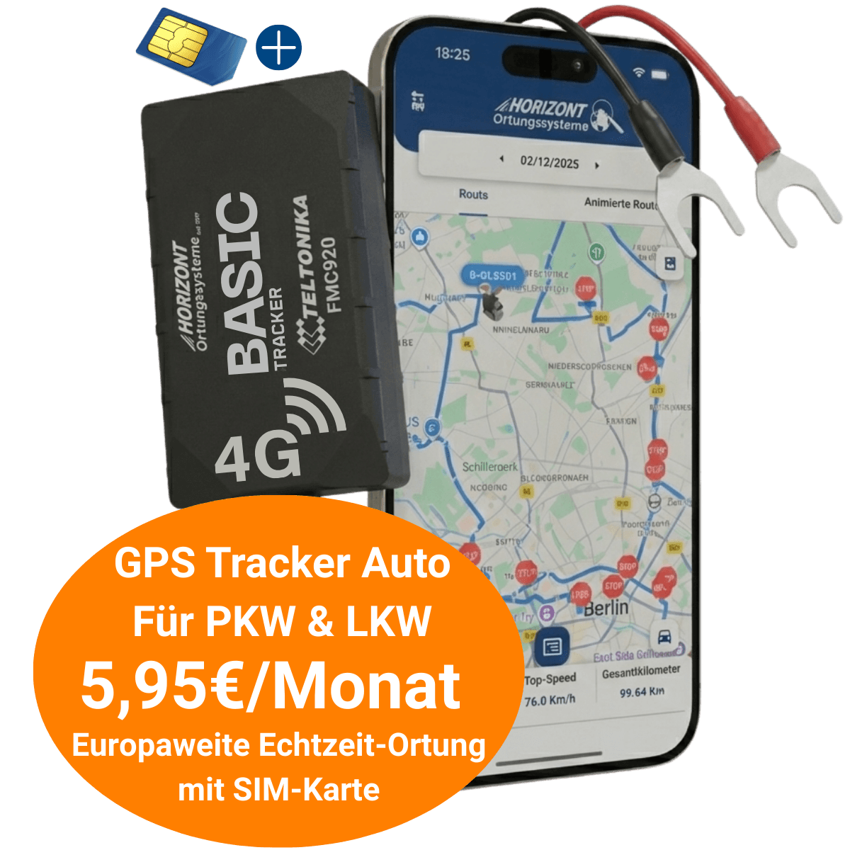 GPS Tracker Basic Model – 4G LTE Festeinbau für PKW & LKW | Teltonika FMC920 - GPS Tracker für Fahrzeuge