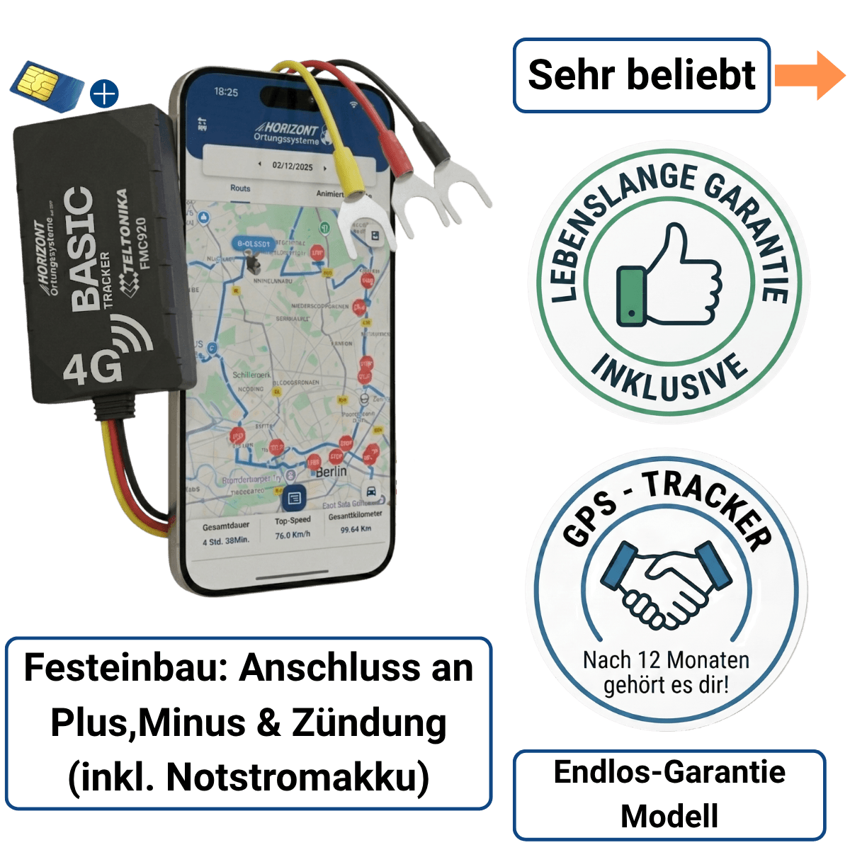 GPS Tracker Basic Model – 4G LTE Festeinbau für PKW & LKW | Teltonika FMC920