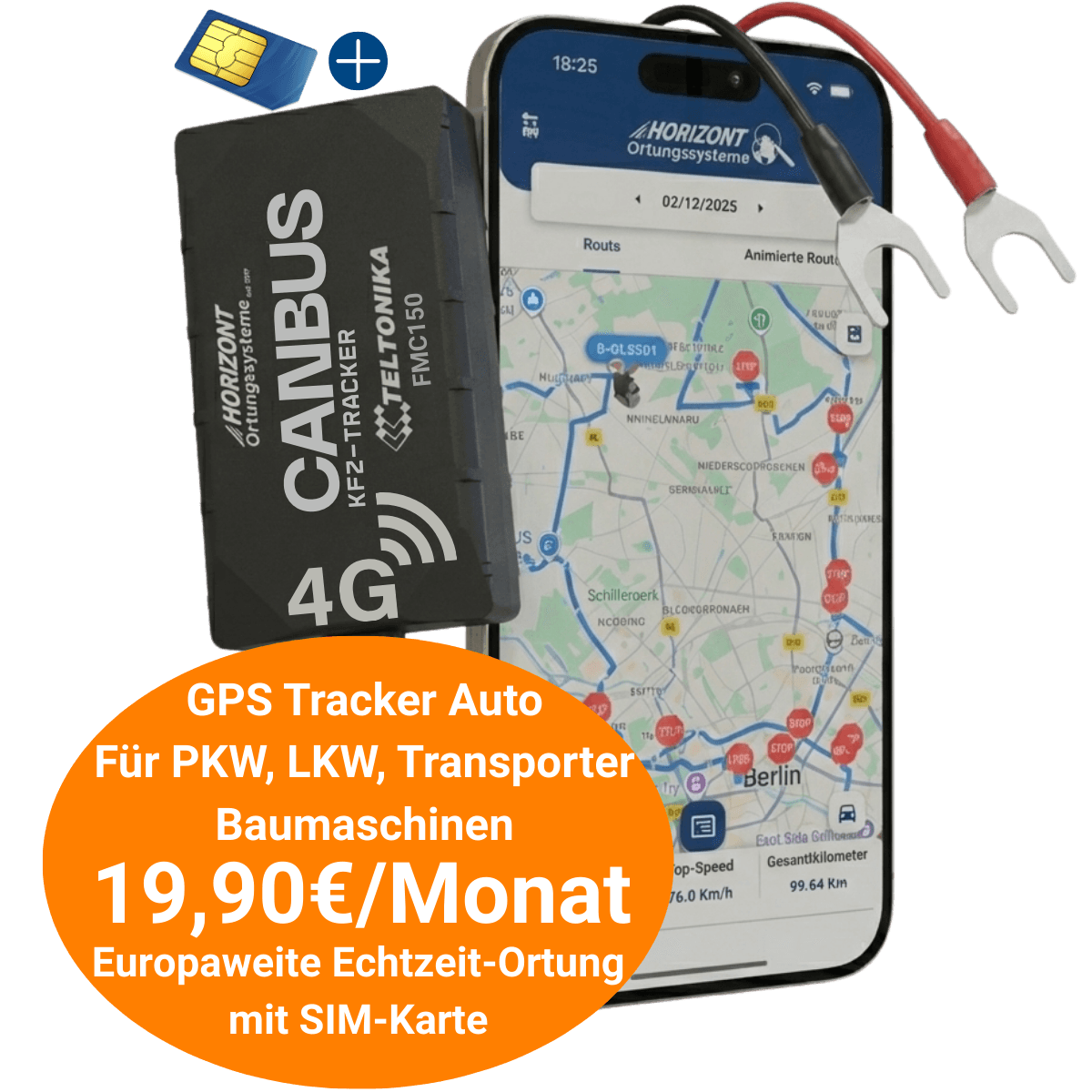 incl. SIM Card - Car & Truck 4G GPS Vehicle Tracker with CAN Bus - 4G Model - With Subscription - GPS Tracker für Fahrzeuge