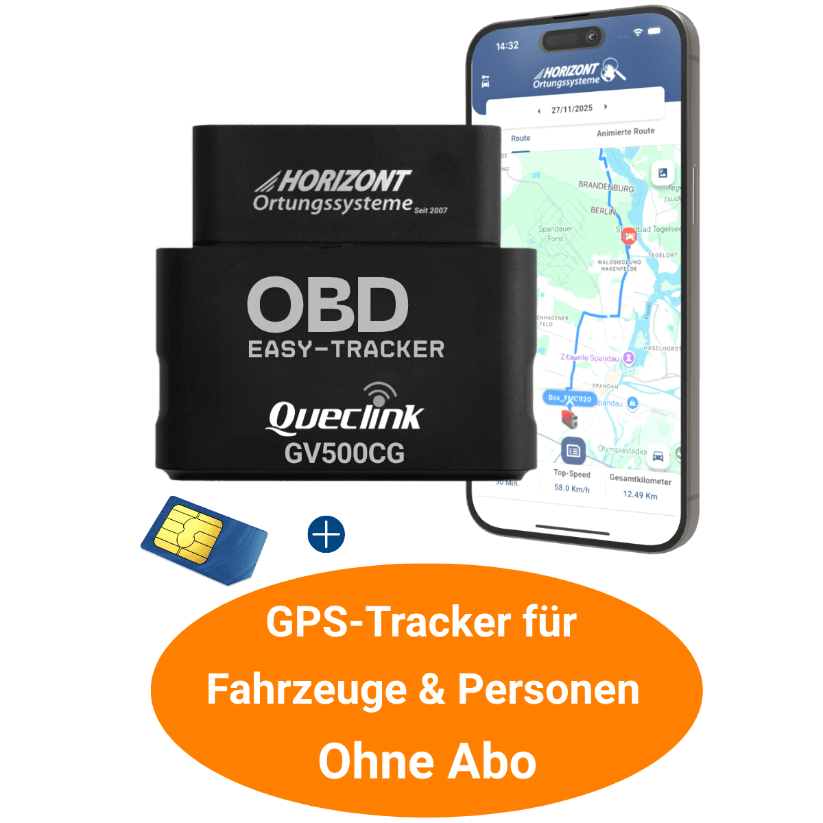 OBD 4G Plug & Play | incl. 12-Month License - GPS Tracker für Fahrzeuge