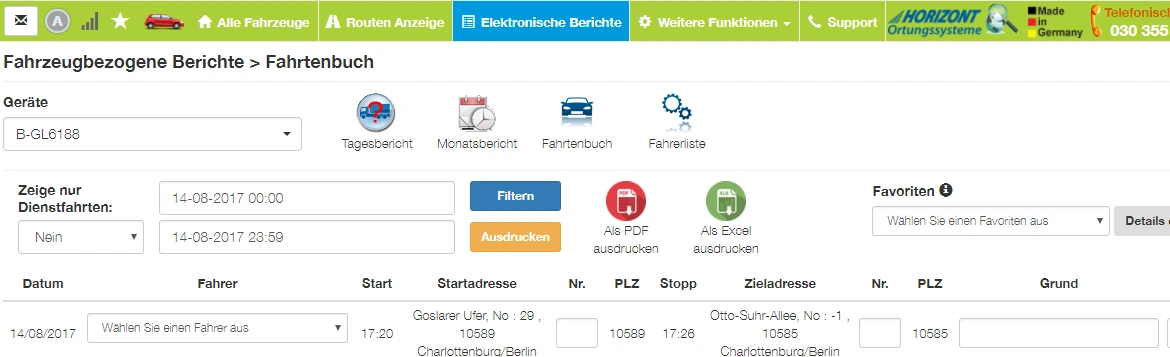 Profi KFZ Ortung - Online GPS Fahrtenbuch